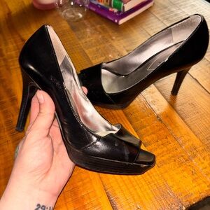 Guess Black Peep-Toe Heels